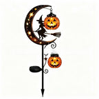 Solar Black Cat Pumpkin Stake Light