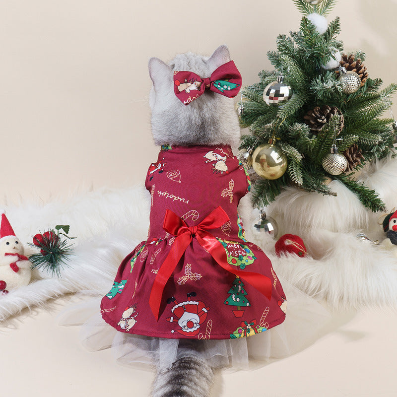 Halloween Christmas Pet Dog Dress Wizard Skirt Bat Costume