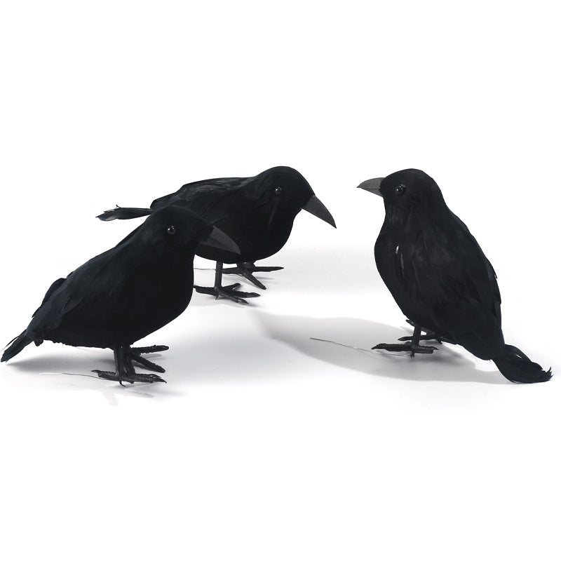 Simulated Black Crow Feather Halloween Decoration