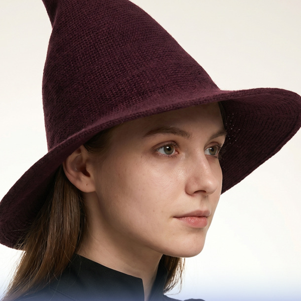 Knitted Witch Hat Foldable Pointed Halloween Costume Accessory