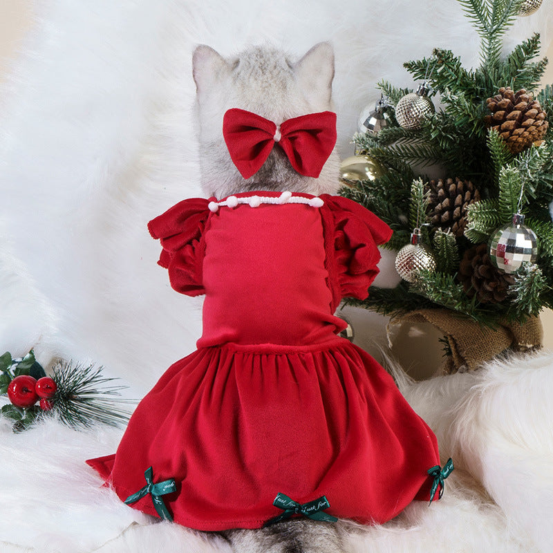 Halloween Christmas Pet Dog Dress Wizard Skirt Bat Costume