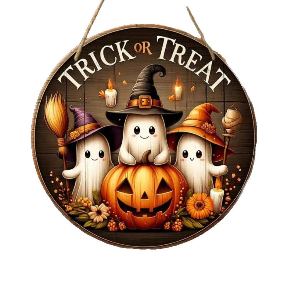Halloween Stand Wooden Craft House Number Hanging Decoration