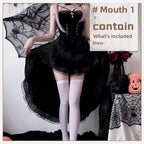Gothic Halloween Costume Black Red Dress