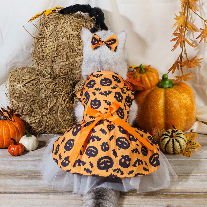 Halloween Christmas Pet Dog Dress Wizard Skirt Bat Costume