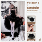 Gothic Halloween Costume Black Red Dress