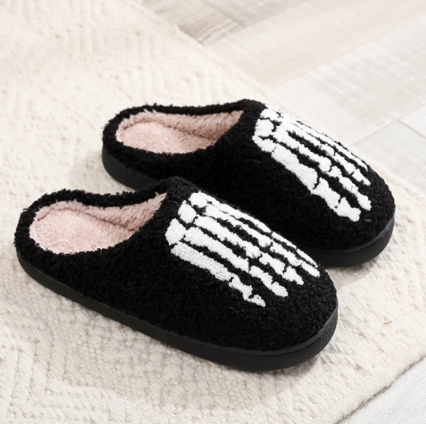 Halloween Cotton Slippers for Men Women Winter Warm Skull Ghost Pumpkin Indoor Home Slippers