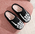 Halloween Cotton Slippers for Men Women Winter Warm Skull Ghost Pumpkin Indoor Home Slippers