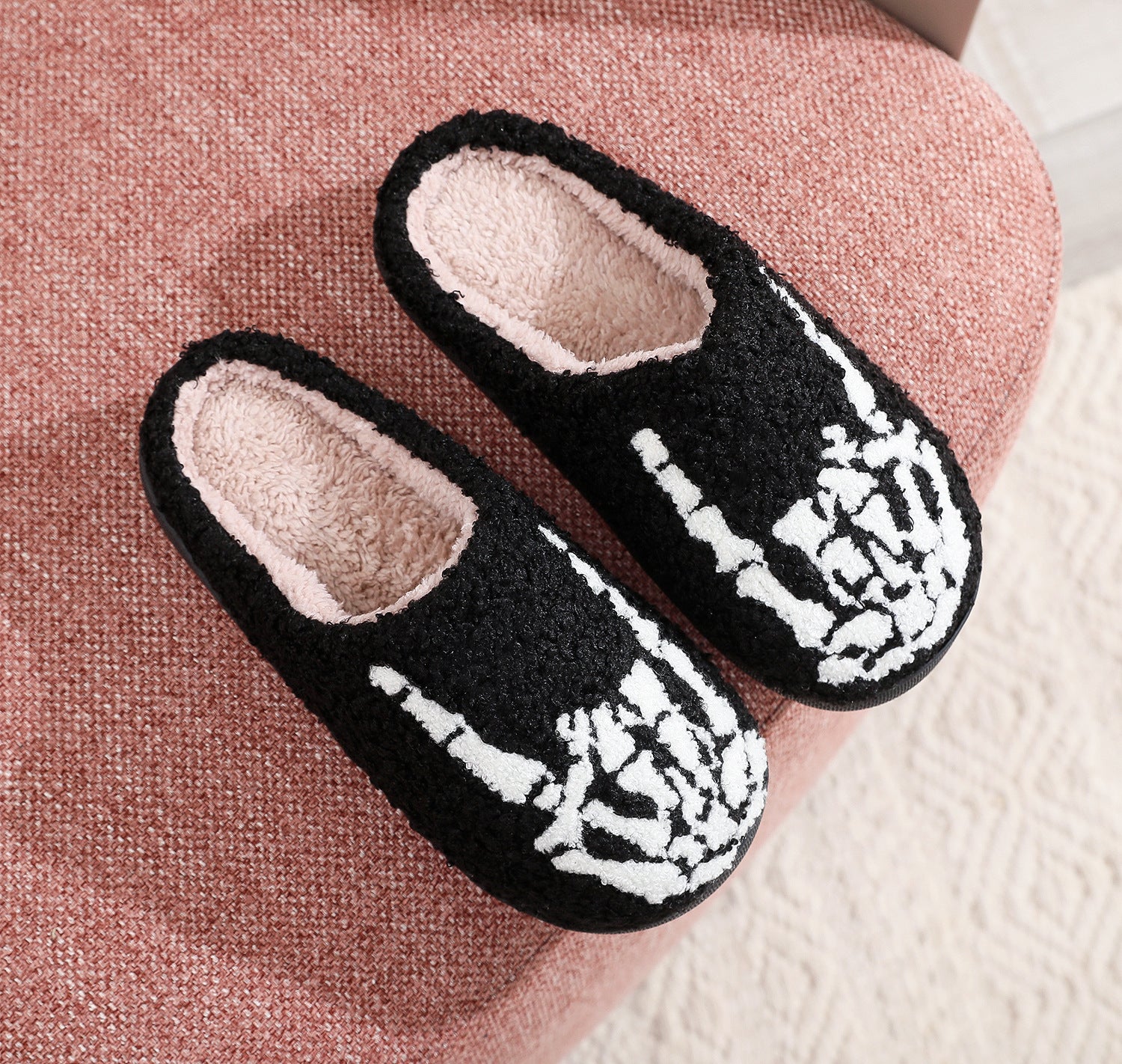 Halloween Cotton Slippers for Men Women Winter Warm Skull Ghost Pumpkin Indoor Home Slippers