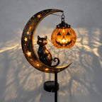 Solar Black Cat Pumpkin Stake Light