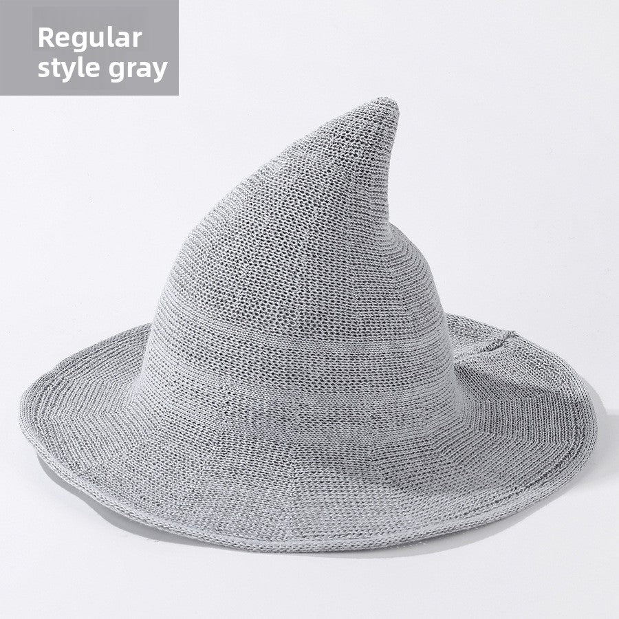 Knitted Witch Hat Foldable Pointed Halloween Costume Accessory