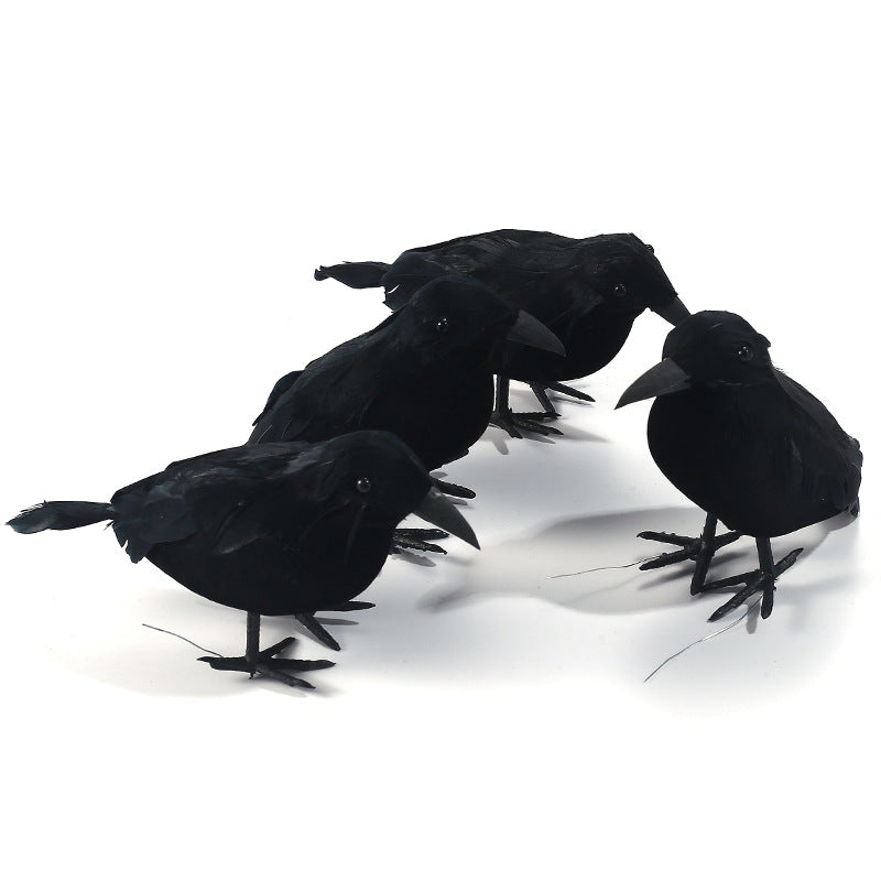 Simulated Black Crow Feather Halloween Decoration