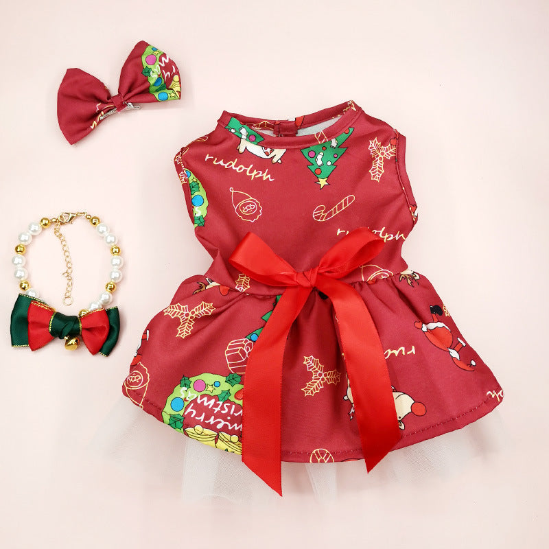 Halloween Christmas Pet Dog Dress Wizard Skirt Bat Costume
