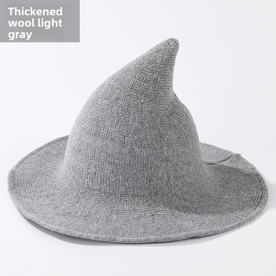 Knitted Witch Hat Foldable Pointed Halloween Costume Accessory