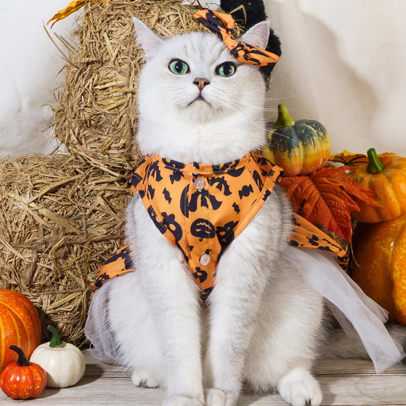 Halloween Christmas Pet Dog Dress Wizard Skirt Bat Costume