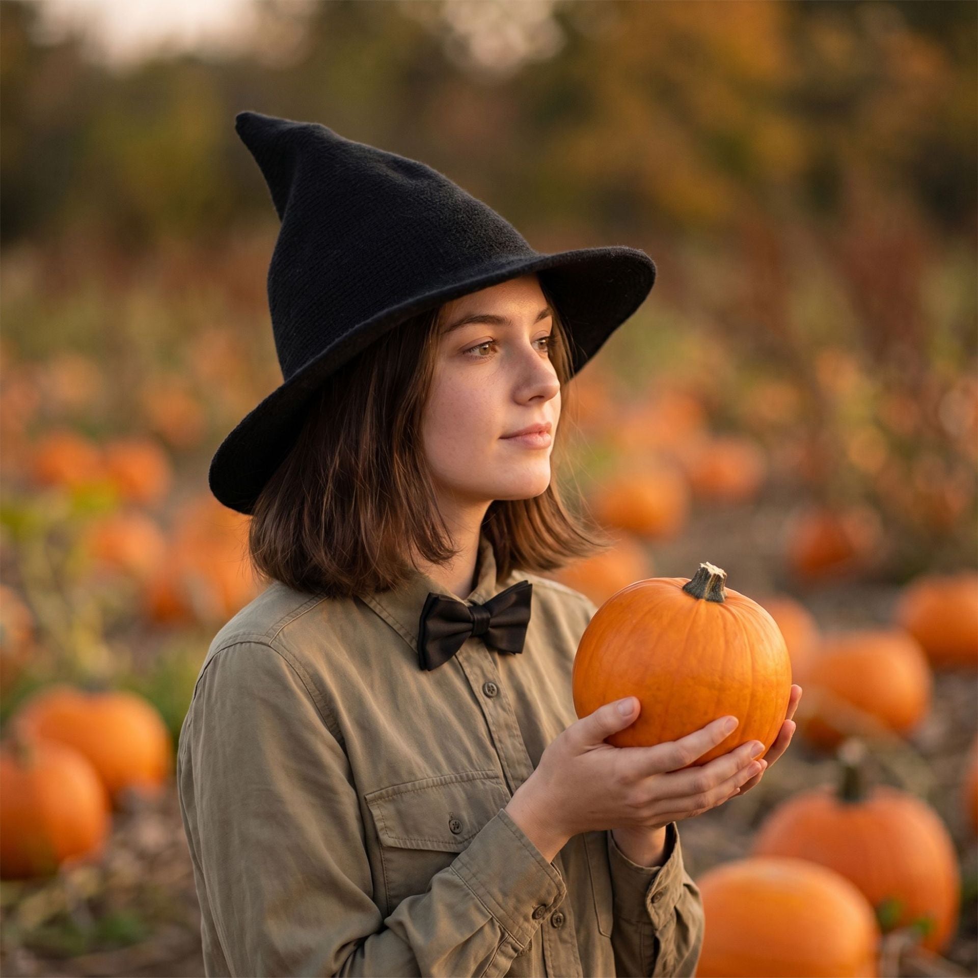 Knitted Witch Hat Foldable Pointed Halloween Costume Accessory