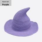Knitted Witch Hat Foldable Pointed Halloween Costume Accessory