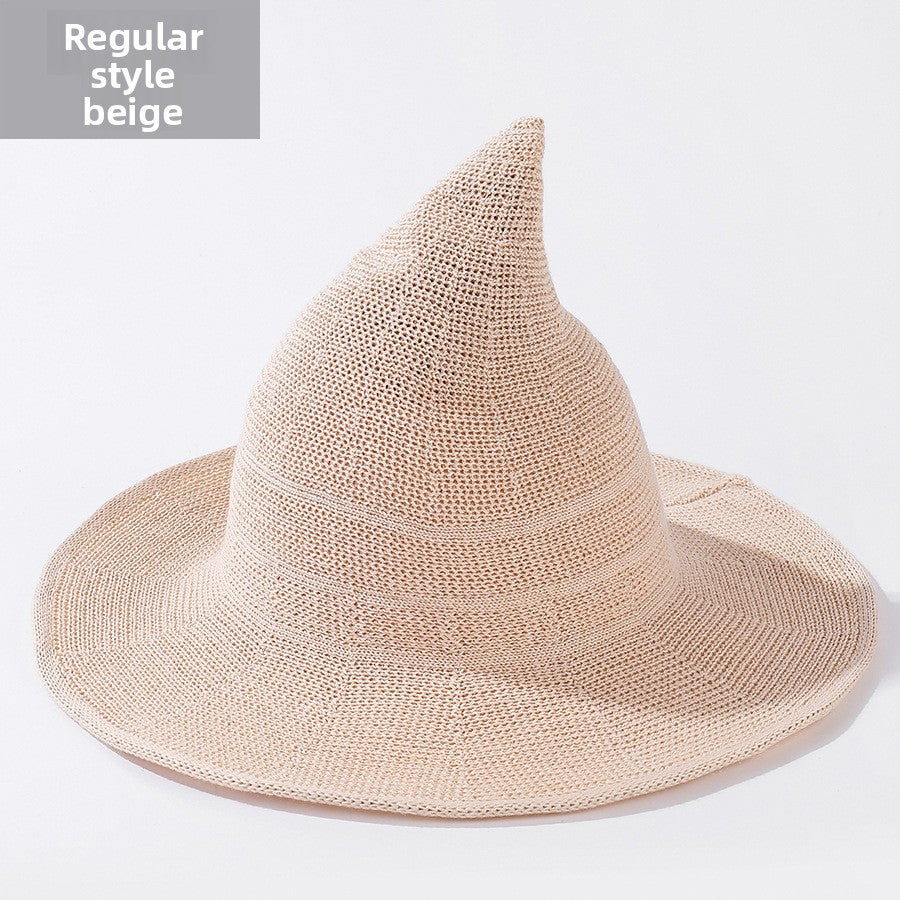 Knitted Witch Hat Foldable Pointed Halloween Costume Accessory