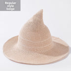 Knitted Witch Hat Foldable Pointed Halloween Costume Accessory