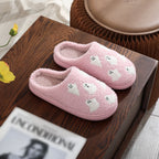 Halloween Cotton Slippers for Men Women Winter Warm Skull Ghost Pumpkin Indoor Home Slippers