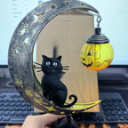 Solar Black Cat Pumpkin Stake Light