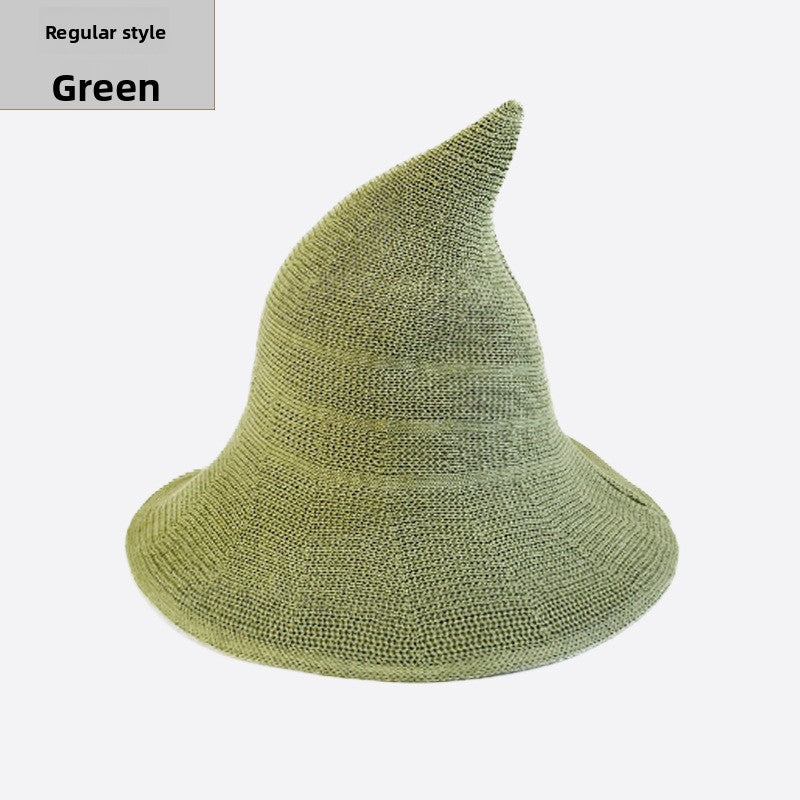Knitted Witch Hat Foldable Pointed Halloween Costume Accessory