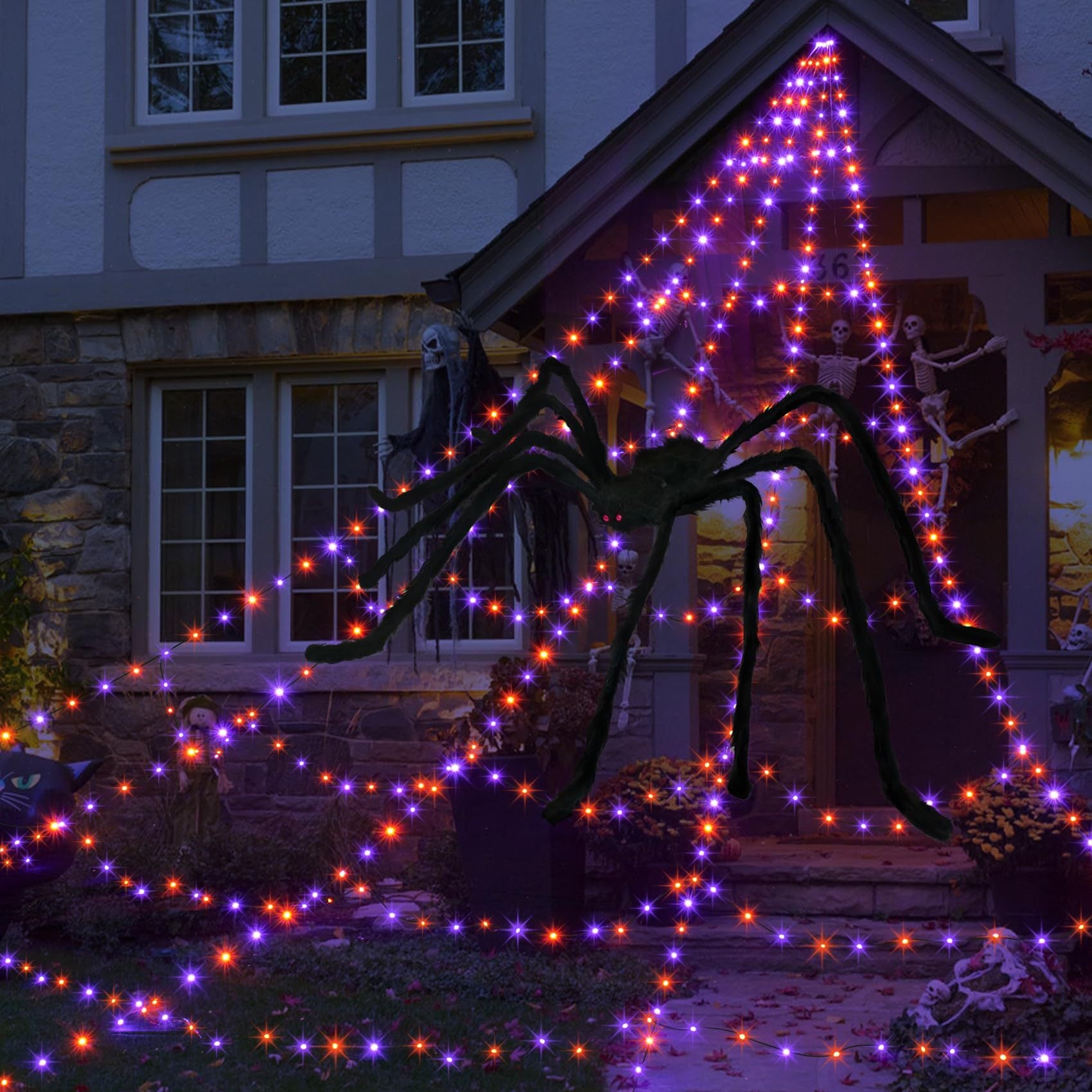Halloween spider web luminous triangulated web