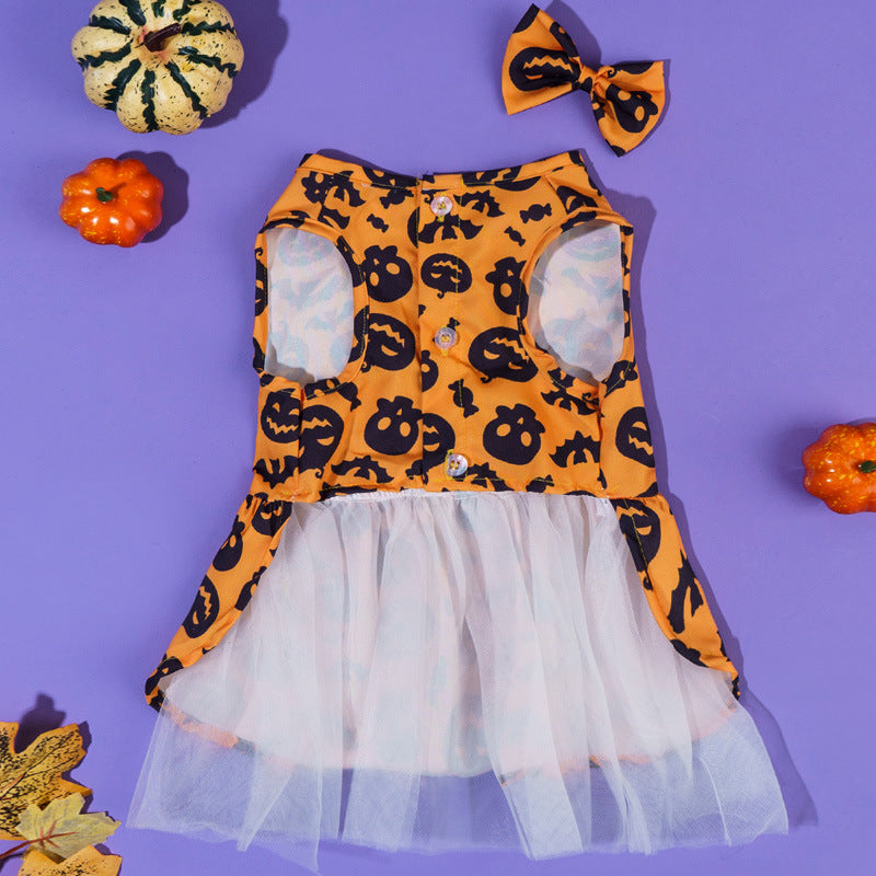 Halloween Christmas Pet Dog Dress Wizard Skirt Bat Costume