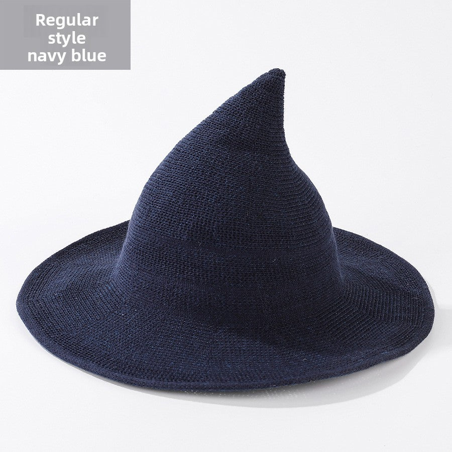 Knitted Witch Hat Foldable Pointed Halloween Costume Accessory