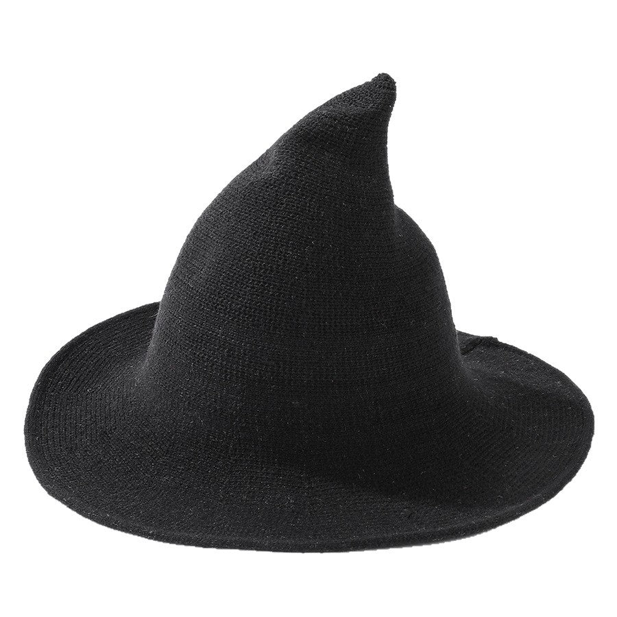 Knitted Witch Hat Foldable Pointed Halloween Costume Accessory
