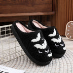 Halloween Cotton Slippers for Men Women Winter Warm Skull Ghost Pumpkin Indoor Home Slippers