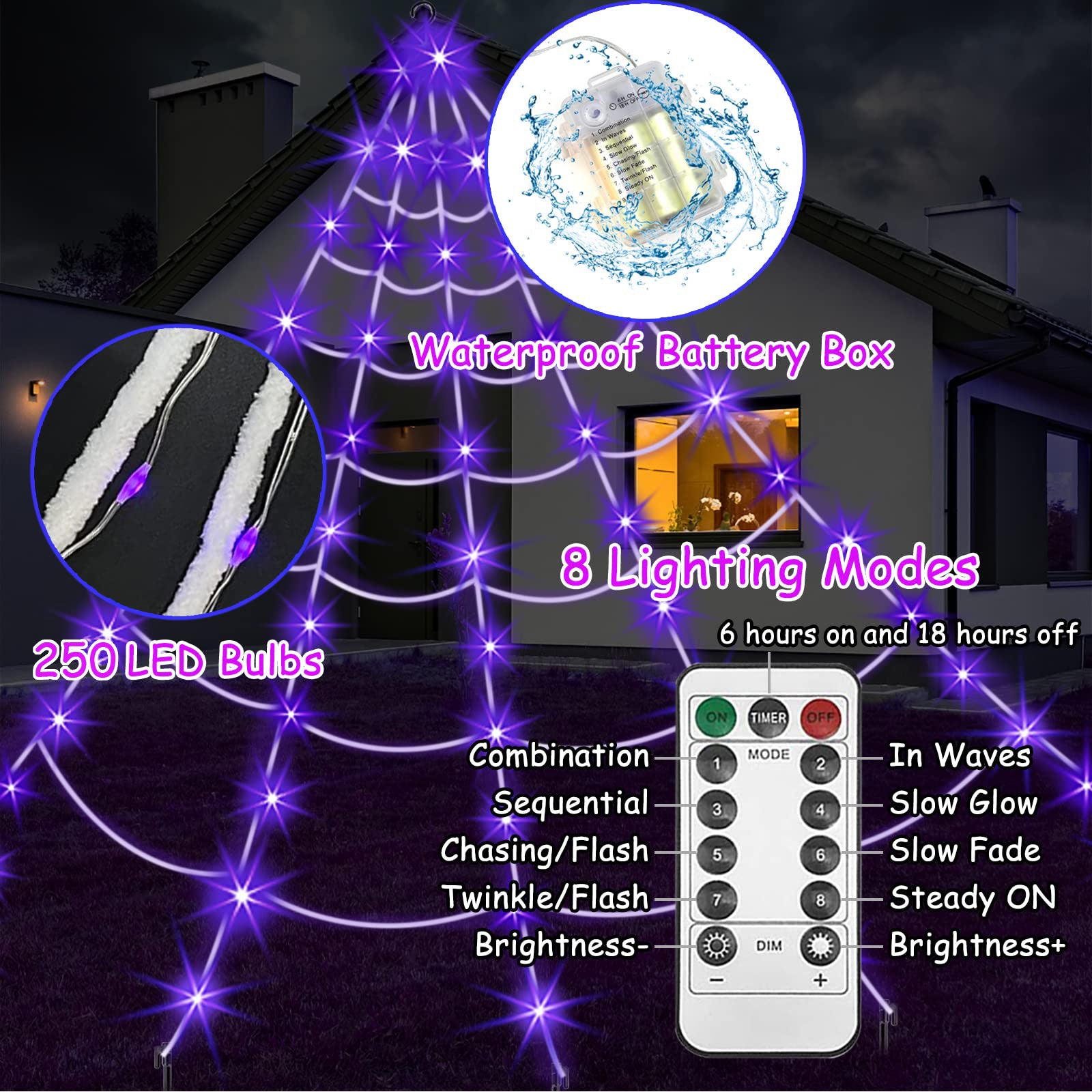 Halloween spider web luminous triangulated web