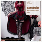 Gothic Halloween Costume Black Red Dress