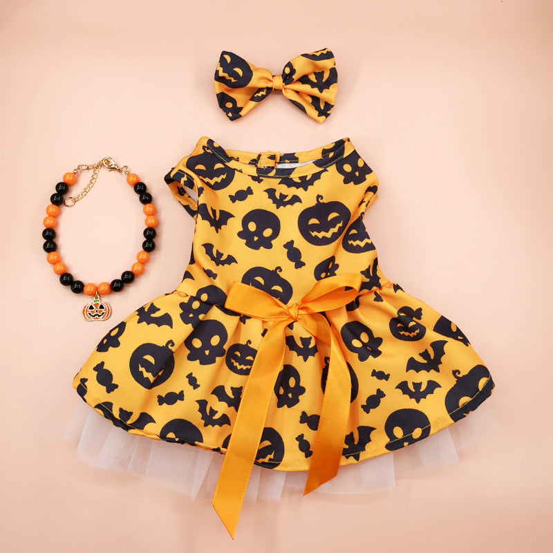 Halloween Christmas Pet Dog Dress Wizard Skirt Bat Costume