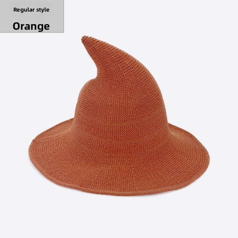 Knitted Witch Hat Foldable Pointed Halloween Costume Accessory