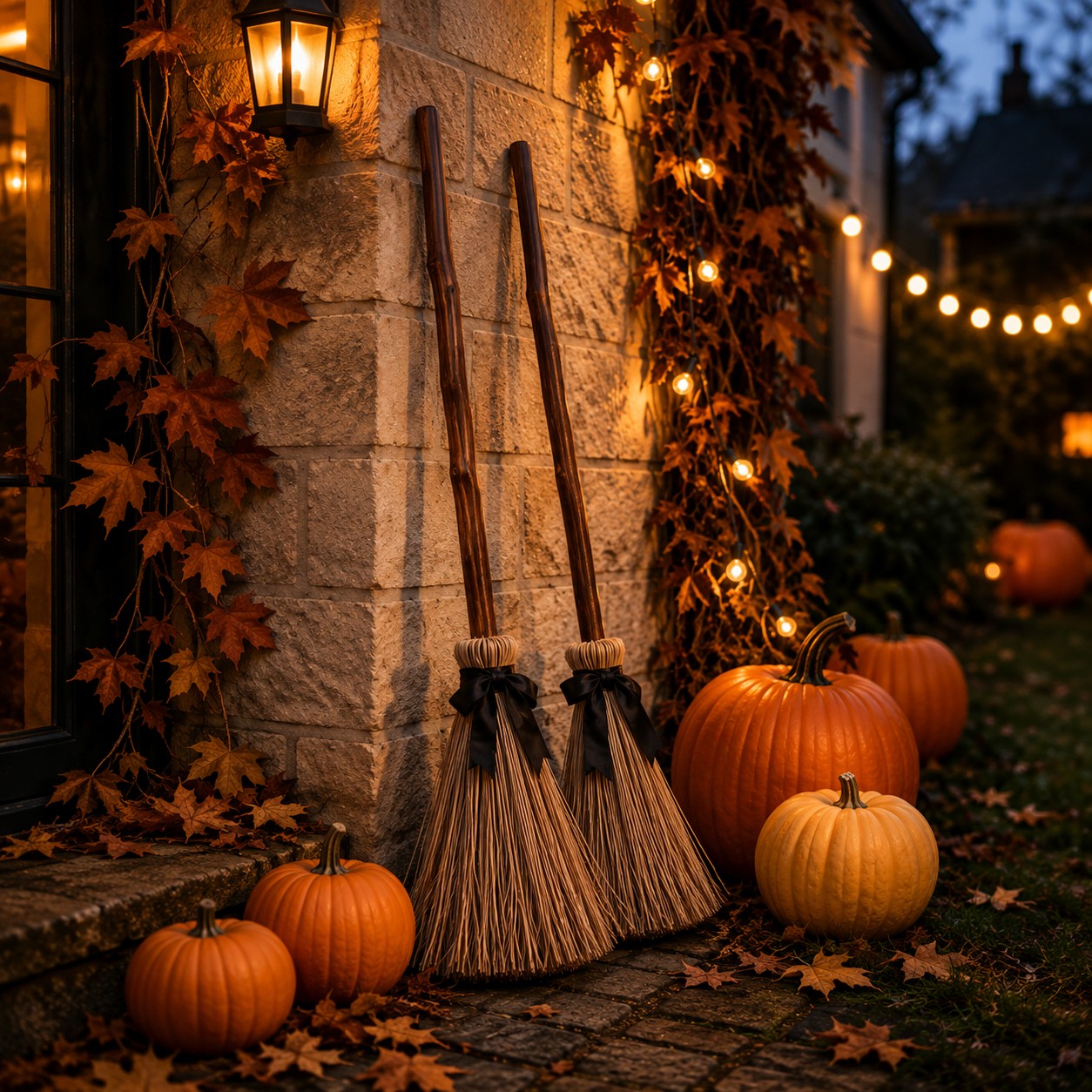 Floating Witch Broom Halloween Decoration