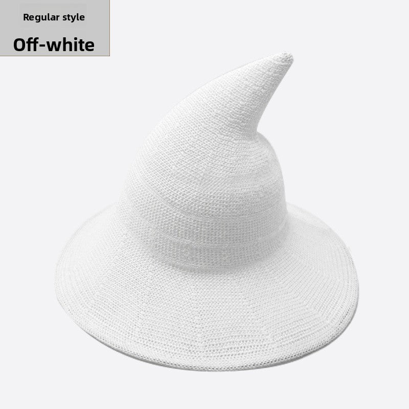 Knitted Witch Hat Foldable Pointed Halloween Costume Accessory
