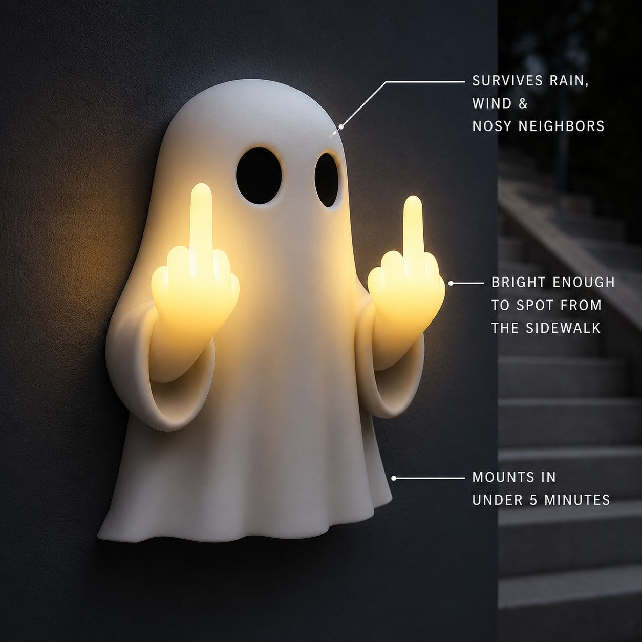 Halloween Ghost Middle Finger Glow Night Light