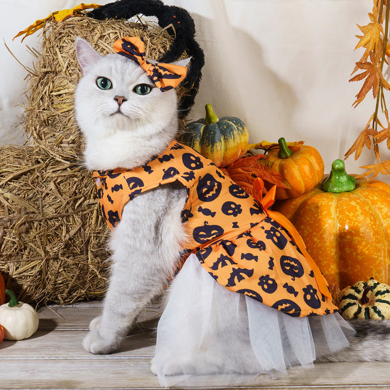 Halloween Christmas Pet Dog Dress Wizard Skirt Bat Costume