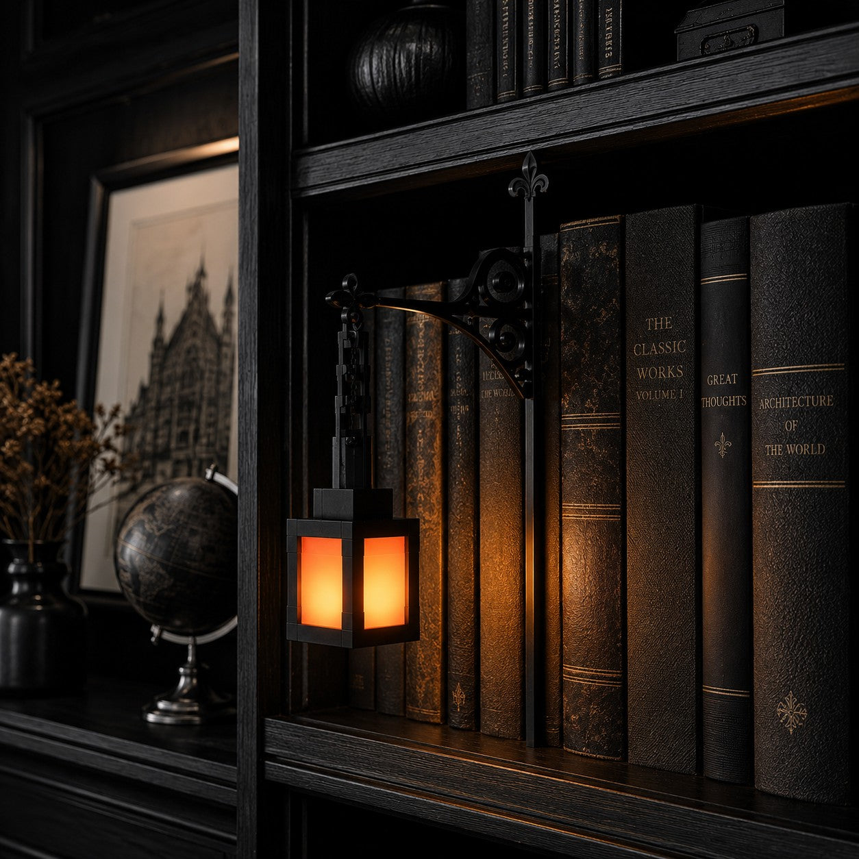 Decorative Iron Lantern Light for Shelf Desk Garden