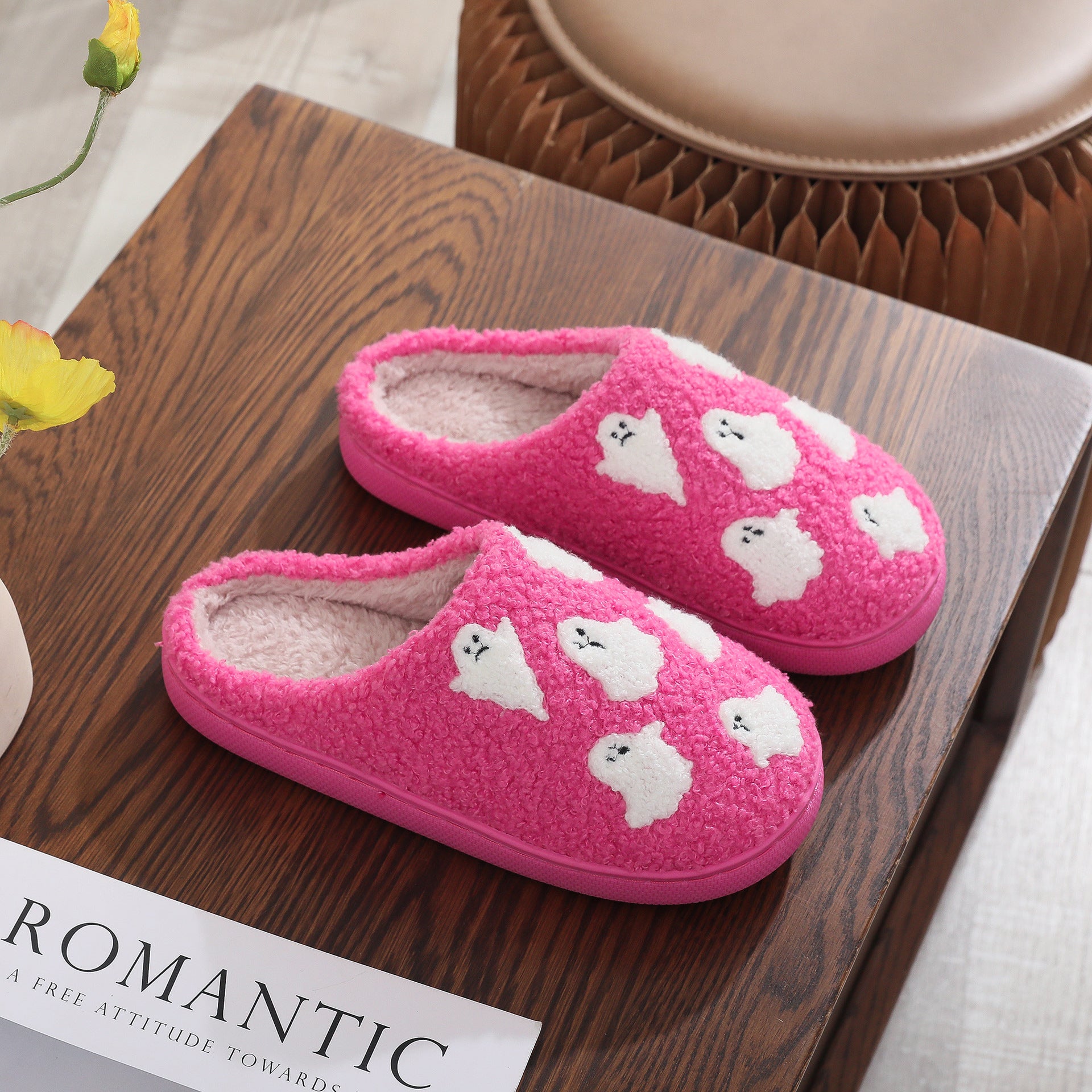 Halloween Cotton Slippers for Men Women Winter Warm Skull Ghost Pumpkin Indoor Home Slippers