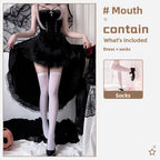 Gothic Halloween Costume Black Red Dress
