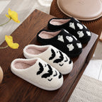Halloween Cotton Slippers for Men Women Winter Warm Skull Ghost Pumpkin Indoor Home Slippers