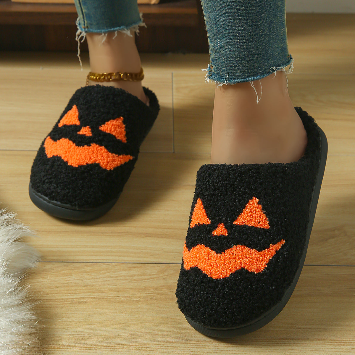 Halloween Cotton Home Slippers with Anti-Slip Sole