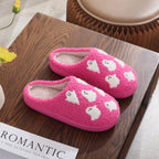 Halloween Cotton Slippers for Men Women Winter Warm Skull Ghost Pumpkin Indoor Home Slippers