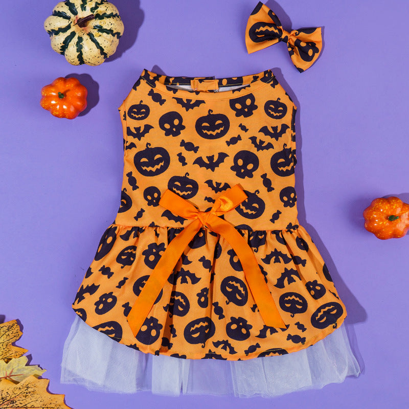 Halloween Christmas Pet Dog Dress Wizard Skirt Bat Costume