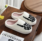Halloween Cotton Slippers for Men Women Winter Warm Skull Ghost Pumpkin Indoor Home Slippers