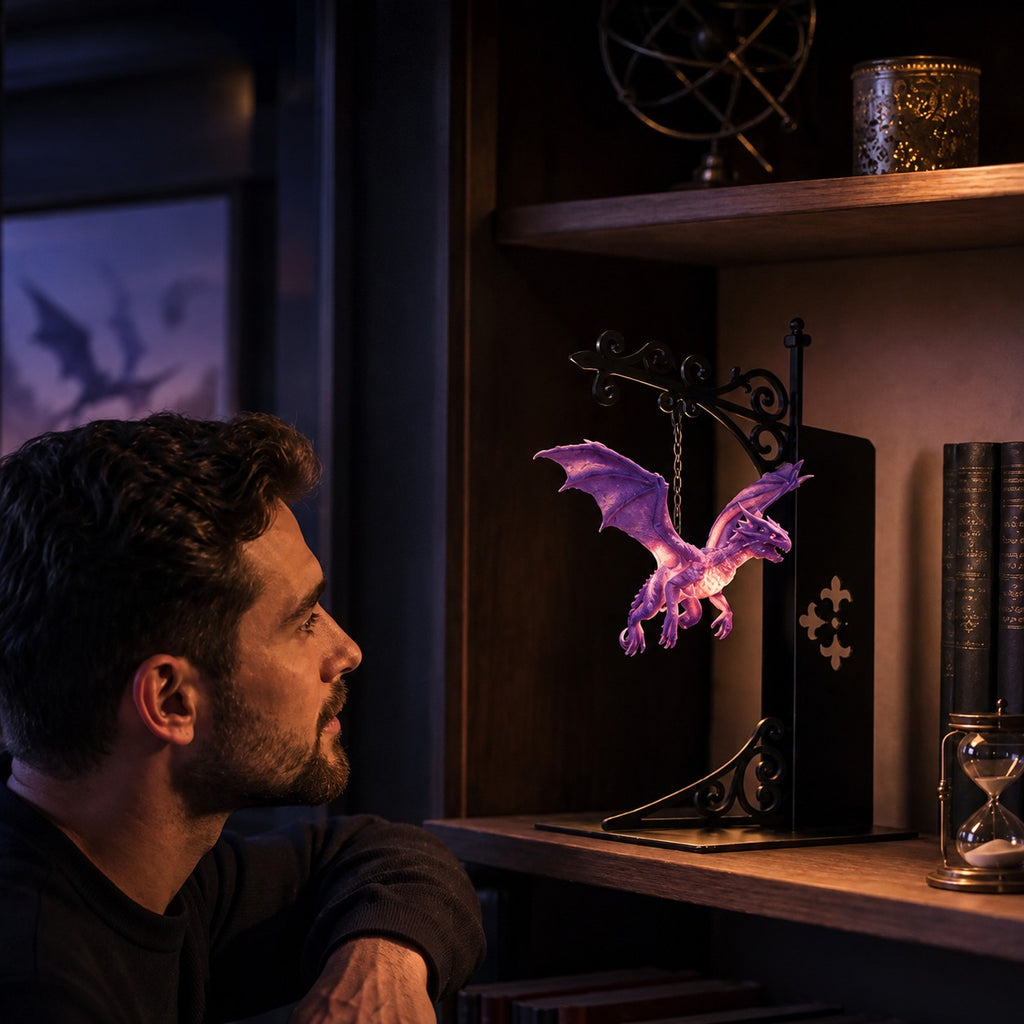 Library-decorated Floating Dragon Bookshelf Lamp