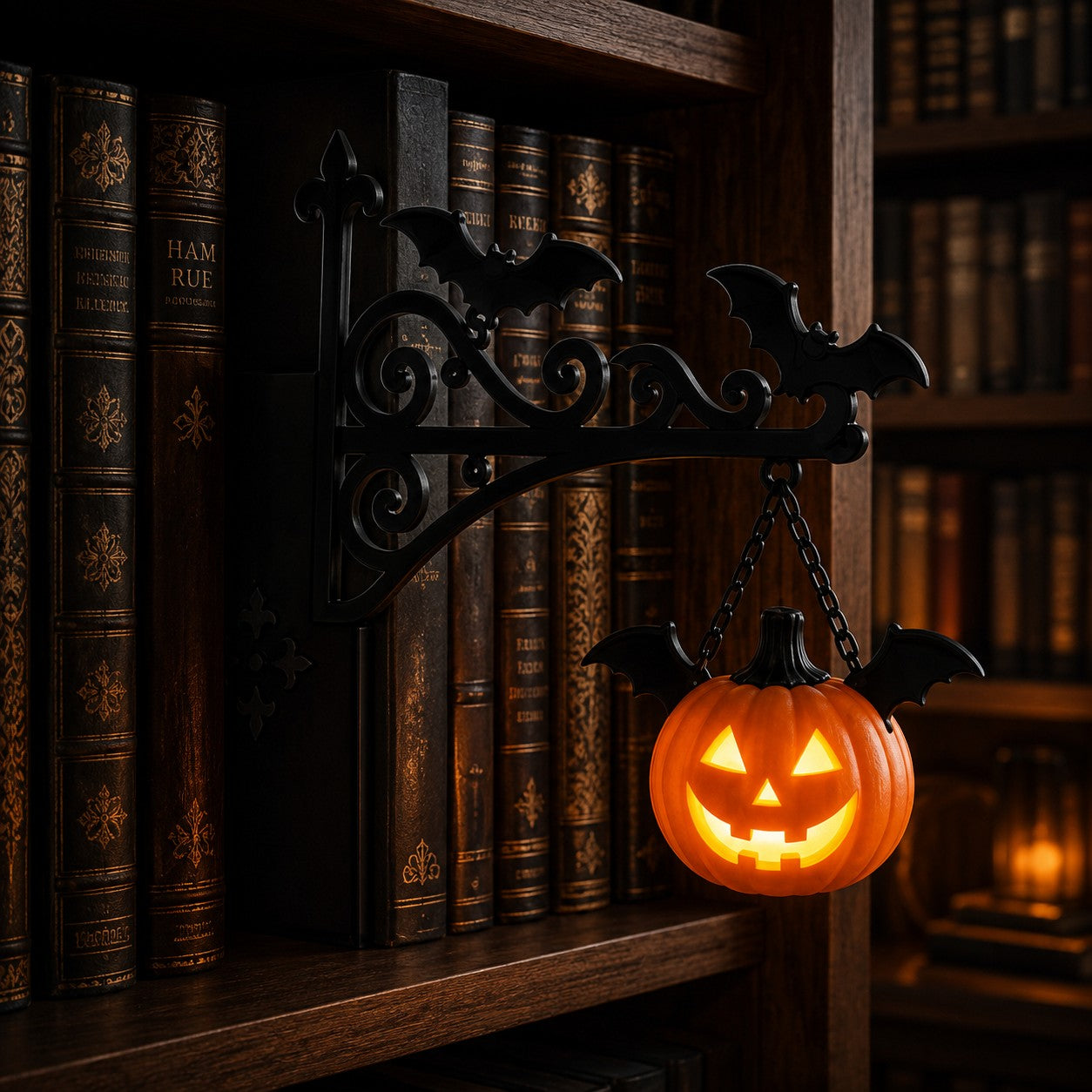 Bat Pumpkin Lantern – LED Bookshelf Night Light