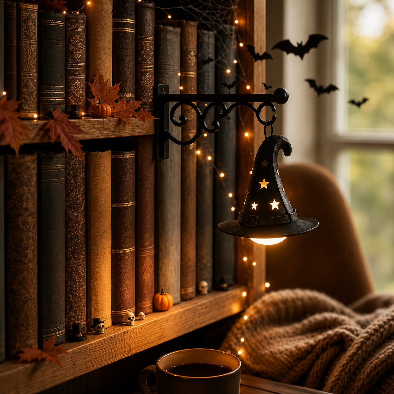 Library bookshelf lighting fixture