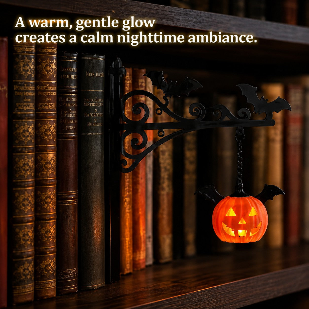 Bat Pumpkin Lantern – LED Bookshelf Night Light